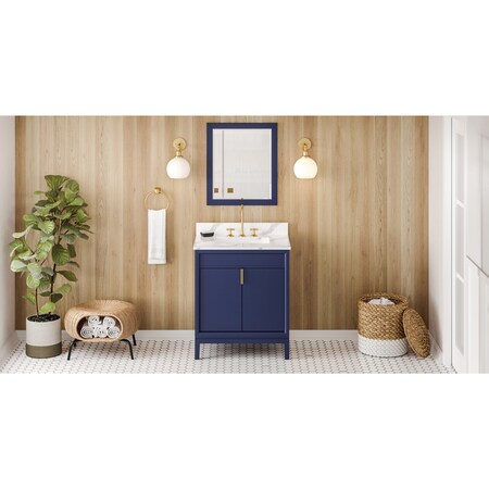 Jeffrey Alexander 30In. Hale Blue Theodora Vanity, Calacatta Vienna Quartz Vanity Top, Undermount Rectangle Bowl VKITTHE30BLCQR